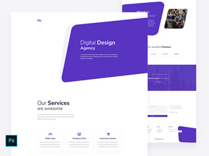 Digital Design Agency Home Page Template: Free PSD