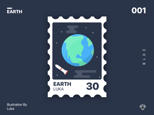 Earth Stamp Illustration for Sketch