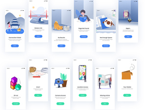 Error Illustration Screens: Free PSD