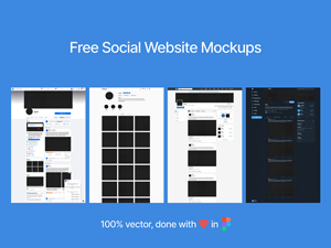 Social Media Websites Mockups (Facebook, Instagram, LinkedIn & Twitter)