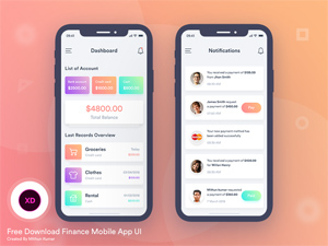 Adobe XD Finance Mobile App UI