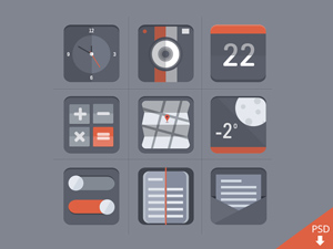 Flat Icon Set – Free PSD