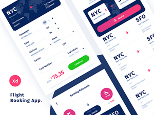 Flight Booking App – Free Adobe XD Template