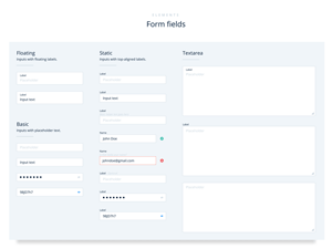 Input Form Fields Set