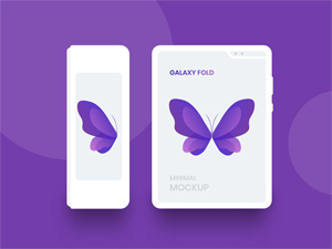 Galaxy Fold White Minimal Mockup – PSD Freebie
