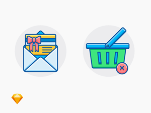Gift Card & Order Canceled Icons – Free Sketch