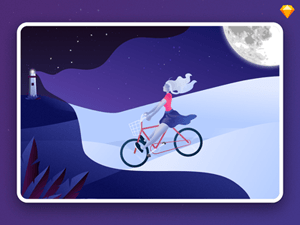 Girl on Bike Illustration
