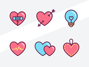 Hearts Icon Set – Sketch Freebie