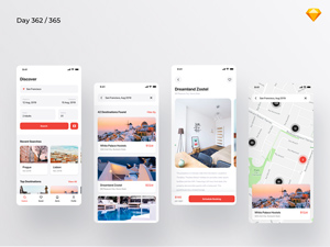 Hostel Booking App Concept – Sketch Freebie