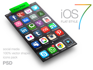 iOS 7 Style Icons of Social Media – PSD Freebie