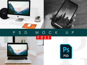 iPhone, iMac & MacBook Mockups: Free PSD