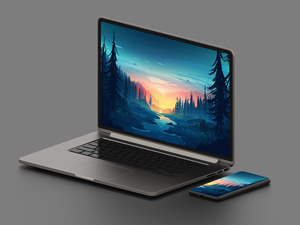Isometric MacBook Mockup – PSD Freebie