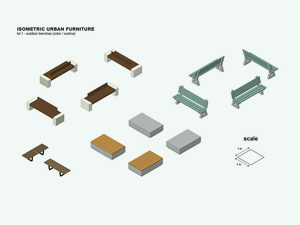 Isometric Outdoor Furniture Kit Part 1: Free PSD