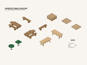 Isometric Outdoor Furniture Kit Part 2: Free PSD