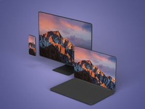 MacBook, iMac, iPhone Mockups PSD