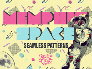 Memphis Space Seamless Patterns