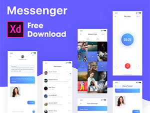 White Theme Messenger App For Adobe XD