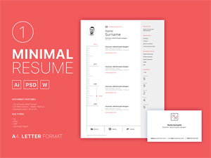 Minimal Resume Template – Free PSD