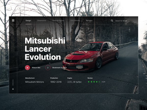 Mitsubishi Lancer Evolution Landing Page Concept