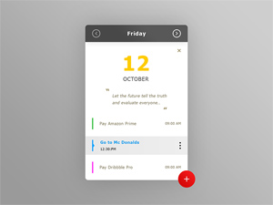 Mobile Calendar UI Template PSD