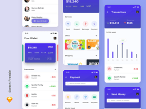 Mobile Wallet App UI Concept – Sketch Freebie