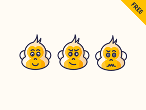 Vector Monkey Avatar Emotions
