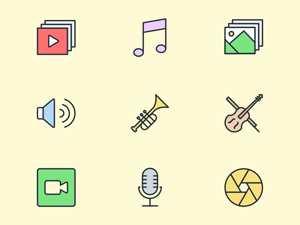 Multimedia Icons Set for Sketch
