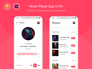 Music Player App UI Kit for XD and Sketch