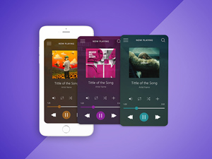 Music Player Interface UI Mockup With Illustrations: Free PSD