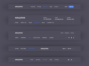 Adobe XD Template Kit – Navigations & Footers