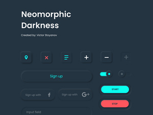 Neumorphic Dark UI Elements made with Adobe XD