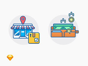 Pick Up Point & Money Return Icons
