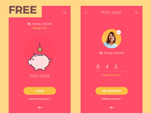 Piggy Bank App made with Adobe XD