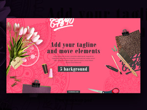 Pink HD Hero Header Mockup : Free PSD