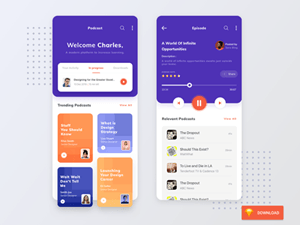 Podcast App UI – Free Sketch