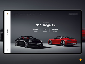 Porsche Landing Page Design made in Sketch
