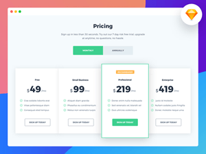 Pricing Page Template – Free Sketch