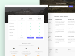 Pricing Table Website Template made in Sketch