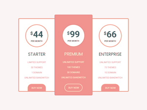 Pricing Tables Example: Free PSD