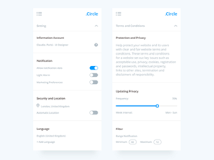 Profile Settings Screens for Sketch