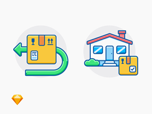 Return & Delivered Icons for Sketch