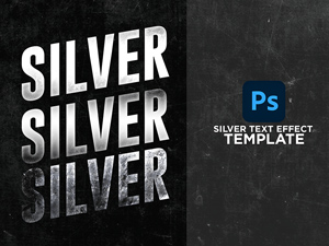 Silver Text Effect Template PSD