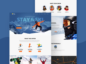 Ski & Snowboard School Website Template PSD