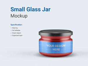 Small Glass Jar Mockup: Free PSD