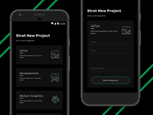 Start New Project Screen made in Sketch