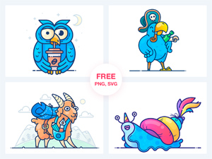 Animal Illustrations Vector Stickers