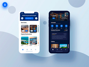 Travel App Light & Dark – PSD Freebie