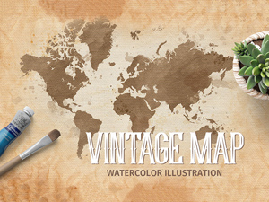 Vintage Watercolor Map Illustration – Free Resource