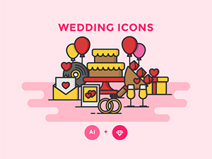 Wedding Icon Set – Free Vector