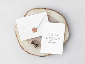 Wedding Invitation Card & Envelope Mockup PSD